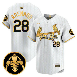 Nike St.Louis Cardinals #28 Nolan Arenado White 2024 City Gold Name Game Authentic stitched MLB jersey