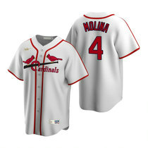 Nike St.Louis Cardinals #4 Yadier Molina Cooperstown Collection White Authentic Stitched MLB Jersey