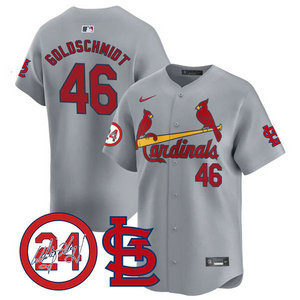 Nike St.Louis Cardinals #46 Paul Goldschmidt Gray 2024 Memorial Authentic stitched MLB jersey