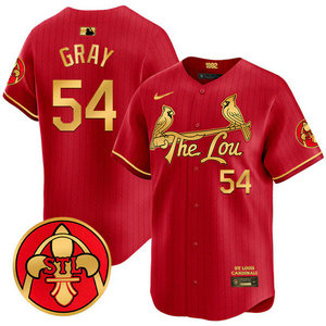 Nike St.Louis Cardinals #54 Sonny Gray Red 2024 City Gold Name Game Authentic stitched MLB jersey