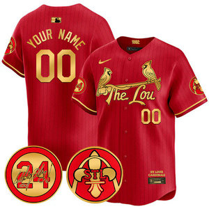 Nike St.Louis Cardinals Custom Red 2024 City with 24 Gold Name Game Authentic stitched MLB jersey.webp