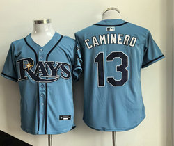 Nike Tampa Bay Rays #13 Junior Caminero Light Blue Authentic Stitched MLB Jersey