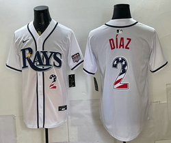 Nike Tampa Bay Rays #2 Yandy Díaz White 250 Fourth Of July Stadium no name Jersey
