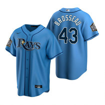 Nike Tampa Bay Rays #43 Mike Brosseau Light Blue Rays Game 2020 World Series Game MLB jersey
