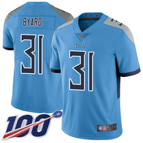 Nike Tennessee Titans #31 Kevin Byard With NFL 100th Season Patch Light Blue Vapor Untouchable Authentic Stitched NFL Jersey
