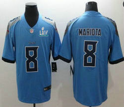 Nike Tennessee Titans #8 Marcus Mariota With 2020 Super Bowl LIV Patch New Light Blue Vapor Untouchable Authentic Stitched NFL Jersey