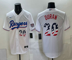 Nike Texas Rangers #20 Ezequiel Duran White 250 Fourth Of July Stadium no name Jersey