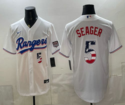 Nike Texas Rangers #5 Corey Seager White 250 Fourth Of July Stadium Jersey
