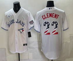Nike Toronto Blue Jays #22 Ernie Clement White 250 Fourth Of July Stadium Jersey