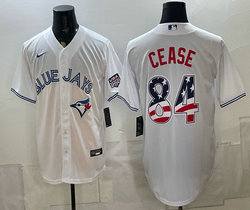 Nike Toronto Blue Jays #84 Dylan Cease White 250 Fourth Of July Stadium no name Jersey