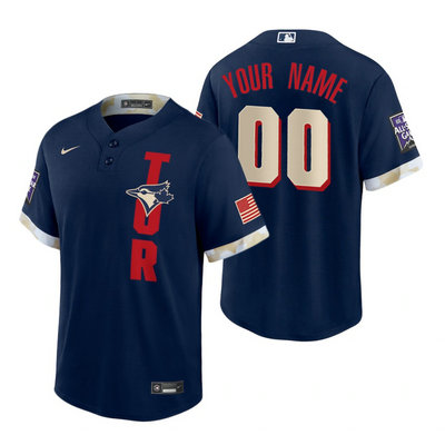 Nike Toronto Blue Jays Custom Any Name 2021 All star Blue Game Authentic Stitched MLB Jersey