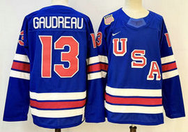 Nike USA #13 Johnny Gaudreau Blue 2026 Stitched Jersey