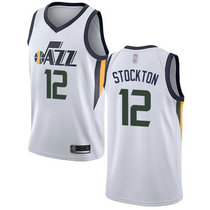 Nike Utah Jazz #12 John Stockton White Game Authentic Stitched NBA Jersey