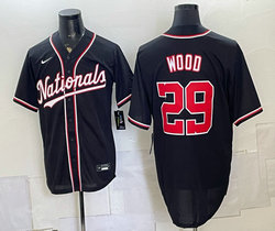 Nike Washington Nationals #29 James Wood Black Out Stitched Baseball Jersey