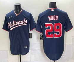 Nike Washington Nationals #29 James Wood Navy Stitched Baseball Jersey