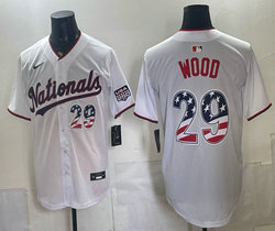 Nike Washington Nationals #29 James Wood White 250 Fourth Of July Stadium no name Jersey