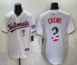 Nike Washington Nationals #3 Dylan Crews White 250 Fourth Of July Stadium Jersey