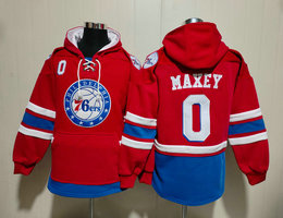Philadelphia 76ers #0 Tyrese Maxey Red NBA Stitched Hoodies