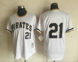 Pittsburgh Pirates #21 Roberto Clemente White No Name Pullover Throwback Authentic Stitched MLB jersey