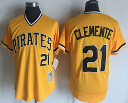 Pittsburgh Pirates #21 Roberto Clemente Yellow Throwback Pullover Authentic Stitched MLB jersey