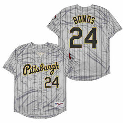 Pittsburgh Pirates #24 Barry Bonds Grey Pullover Throwback Authentic Stitched MLB Jersey
