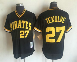 Pittsburgh Pirates #27 Kent Tekulve Black Pullover Throwback Authentic Stitched MLB jersey