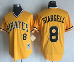 Pittsburgh Pirates #8 Willie Stargell Gold Pullover Throwback Authentic Stitched MLB jersey