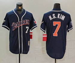 San Diego Padres #7 Ha-Seong Kim Navy Throwback Authentic Stitched MLB jersey