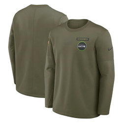 Seattle Seahawks Olive 2025 Salute To Service Sideline Coaches Therma-FIT Long Sleeve Shirt