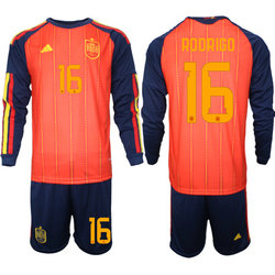 Spain #16 Rodrigo long sleeve Home 2026 World Cup Soccer jersey