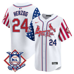 St. Louis Cardinals #24 Whitey Herzog White 2024 Fourth of July Premier Jersey