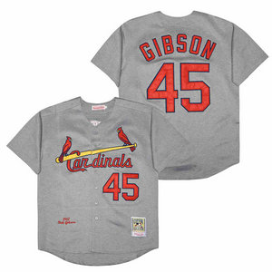St.Louis Cardinals #45 Bob Gibson Gray 1967 Throwback Authentic Stitched MLB jersey