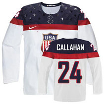 Team USA #24 Ryan Callahan White Home 2014 Olympic Authentic Stitched Hockey Jersey