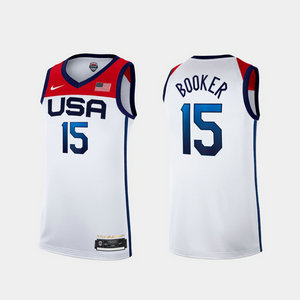 USA Team #15 Devin Booker White 2021 Tokyo Olympics Jersey