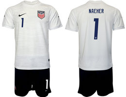 United States #1 NAEHER White Home 2022 World Cup National Soccer Jersey