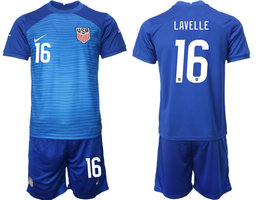 United States #16 LAVELLE Away 2022 World Cup National Soccer Jersey