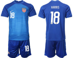 United States #18 HARRIS Away 2022 World Cup National Soccer Jersey