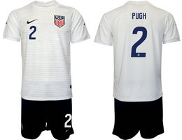 United States #2 PUGH White Home 2022 World Cup National Soccer Jersey