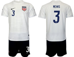 United States #3 MEWIS White Home 2022 World Cup National Soccer Jersey