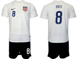United States #8 ERTZ White Home 2022 World Cup National Soccer Jersey