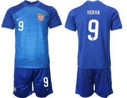 United States #9 HORAN Away 2022 World Cup National Soccer Jersey