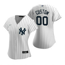 Women's Custom Nike New York Yankees White With Name Authentic Stitched MLB Jersey