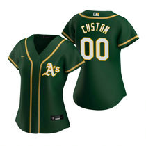 Women's Custom Nike Oakland Athletics Green Game Authentic Stitched MLB Jerseys
