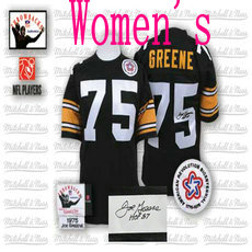 Women's Mitchell And Ness Pittsburgh Steelers #75 Joe Greene Black Authentic Stitched NFL Jersey