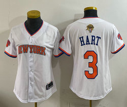Women's New York Knicks #3 Josh Hart White 2026 Finals Baseball Jersey