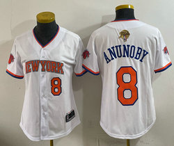 Women's New York Knicks #8 OG Anunoby White 2026 Finals Baseball Jersey