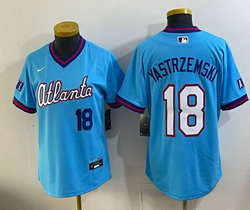 Women's Nike Atlanta Braves #18 Mike Yastrzemski Powder Blue 2026 City Connect Stadium Jersey
