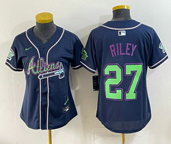 Women's Nike Atlanta Braves #27 Austin Riley Navy Galaxy With Outkast and 60 Patch Baseball Jersey