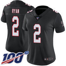 Women's Nike Atlanta Falcons #2 Matt Ryan 100th Season Black Vapor Untouchable Authentic stitched NFL jersey