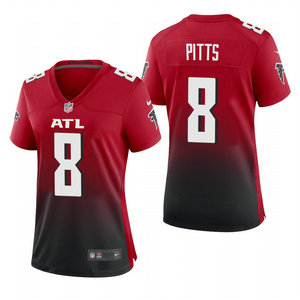 Women's Nike Atlanta Falcons #8 Kyle Pitts 2021 NFL Draft Red Vapor Untouchable Authentic Stitched NFL Jersey